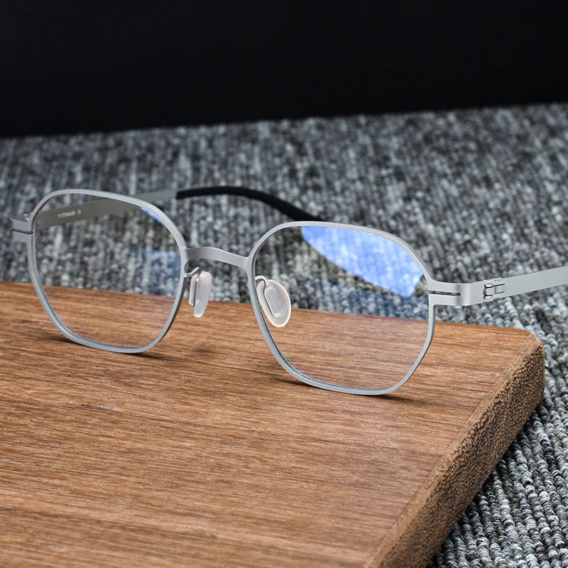 Black Mask Unisex Full Rim Polygon Screwless Titanium Eyeglasses 80993