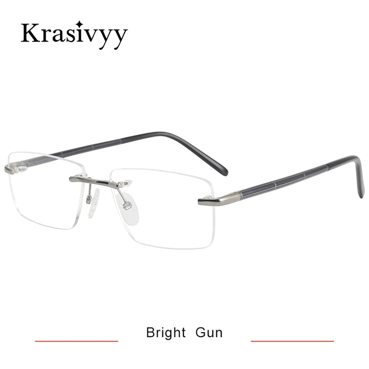 Krasivyy Unisex Rimless Polygon Square Titanium Eyeglasses 716059