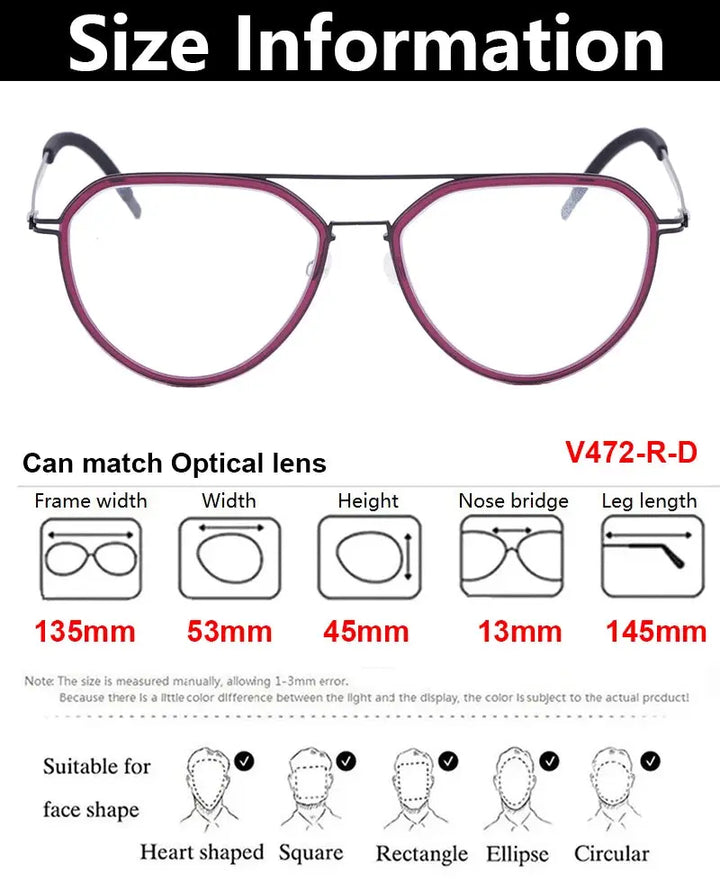 Bobbie 472652 Women’s Full Rim Polygon Double Bridge Titanium Frames — view 2 | Bobbie at FuzWeb