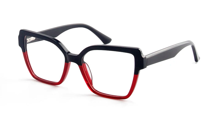 Esnbie Women's Full Rim Polygon Cat Eye Acetate Eyeglasses 49010