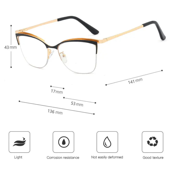 Handoer Women's Full Rim Oval Cat Eye Alloy Eyeglasses 95661