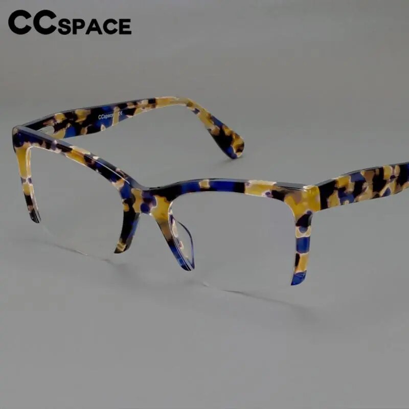 CCSpace Women's Semi Rim Square Acetate Hyperopic Reading Glasses R49409 Reading Glasses CCspace   