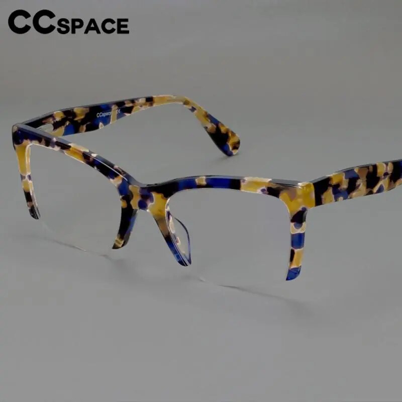 CCspace Women's Semi Rim Square Acetate Hyperopic Reading Glasses R49409 Reading Glasses CCspace   
