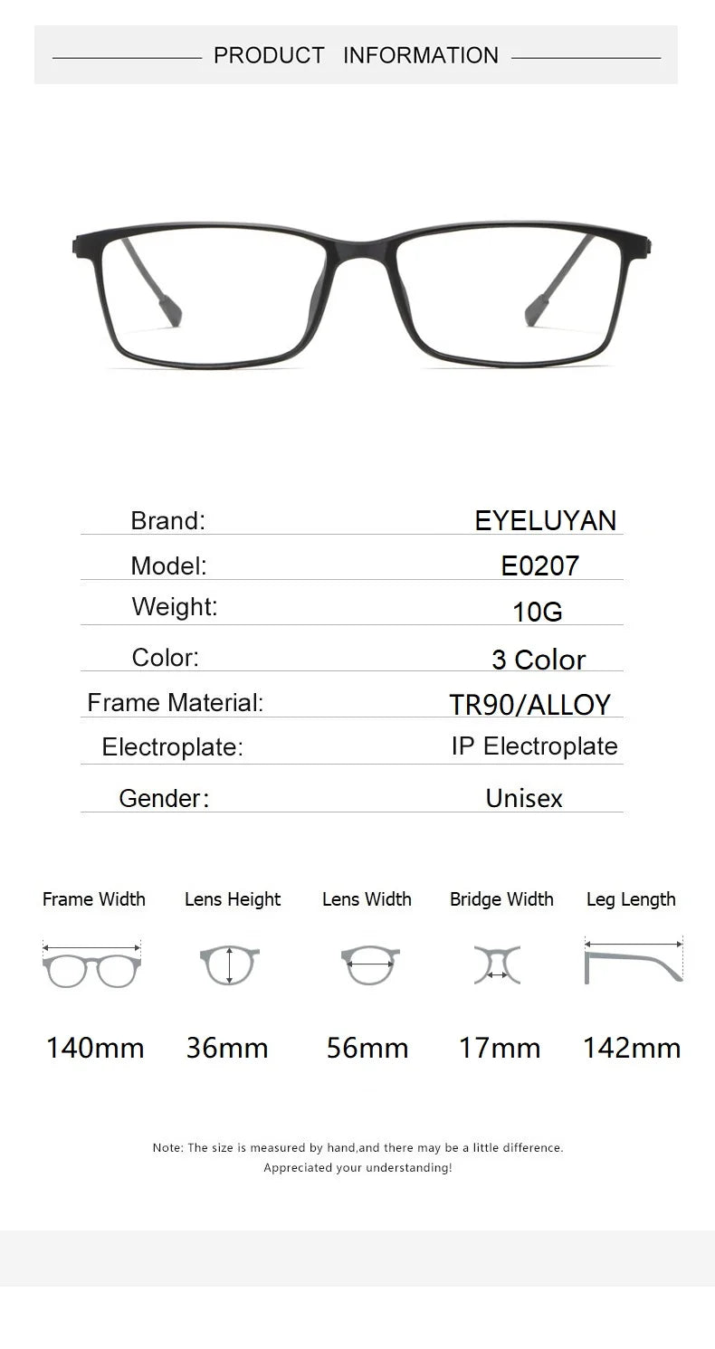 Eleccion Unisex Full Rim Square Tr 90 Titanium Alloy Eyeglasses 940207 Full Rim Eleccion