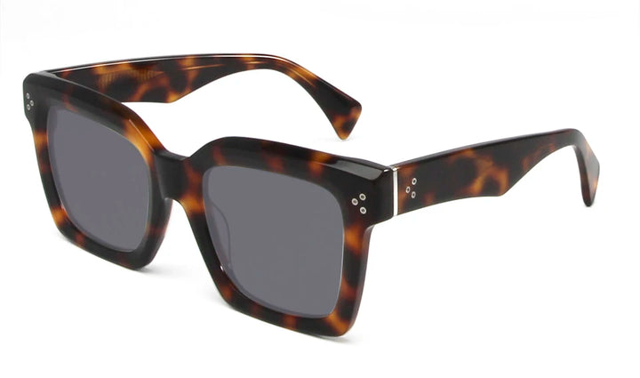 Esnbie Unisex Full Rim Square Brow Line Acetate Sunglasses 246051