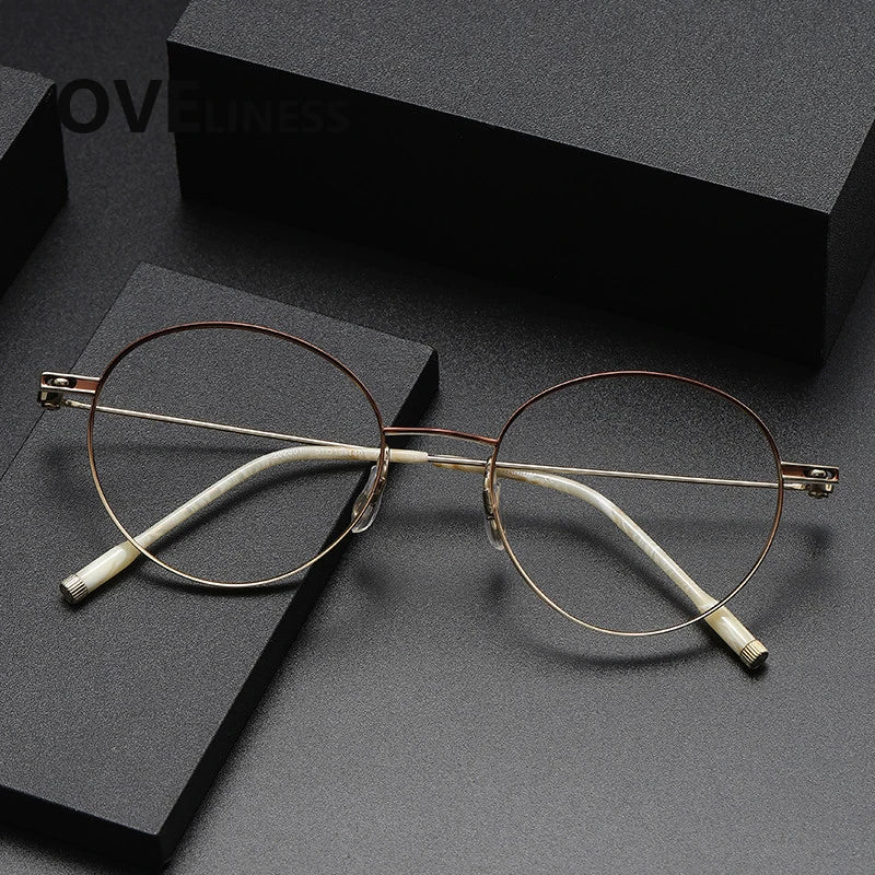 Oveliness Women's Full Rim Round Titanium Eyeglasses 22301