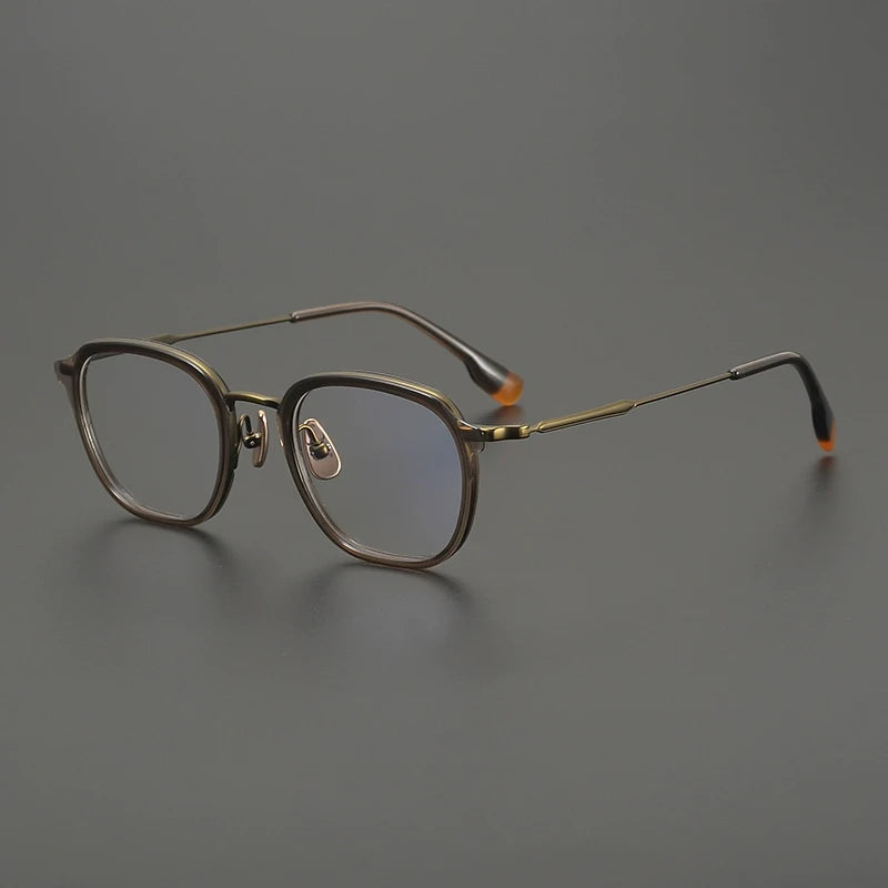 Gatenac Unisex Full Rim Square Acetate Titanium Eyeglasses Gxyj2805