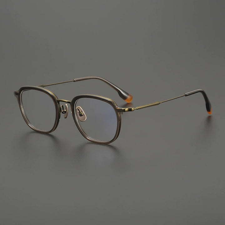 Gatenac Unisex Full Rim Square Acetate Titanium Eyeglasses Gxyj2805