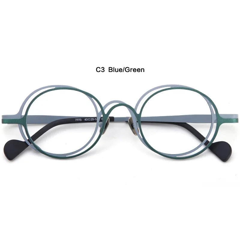 Aror Unisex Full Rim Double Round Titanium Eyeglasses 67773
