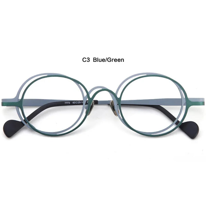 Aror Unisex Full Rim Double Round Titanium Eyeglasses 67773