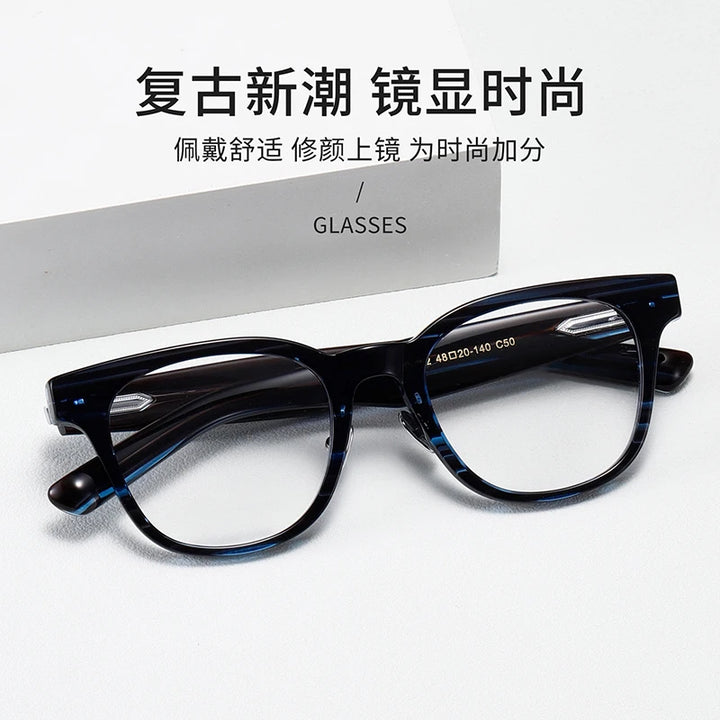 Nobler Unisex Full Rim Square Thick Temple Acetate Eyeglasses N152 Full Rim Nobler   