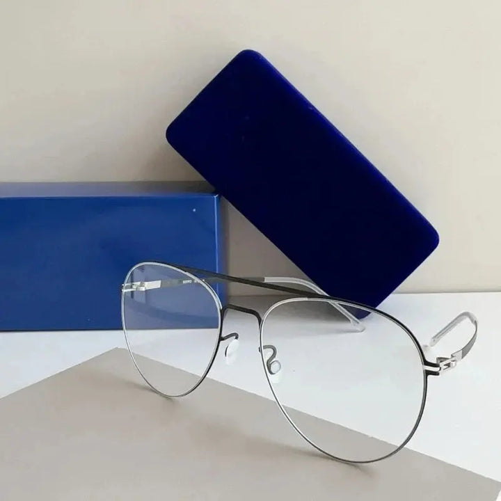 Aimee Oval 585218 Unisex Full Rim Double Bridge Titanium Frames FuzWeb