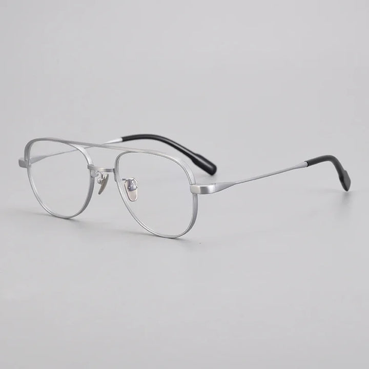 Black Mask Unisex Full Rim Square Double Bridge Titanium Eyeglasses G001 Full Rim Black Mask Silver  