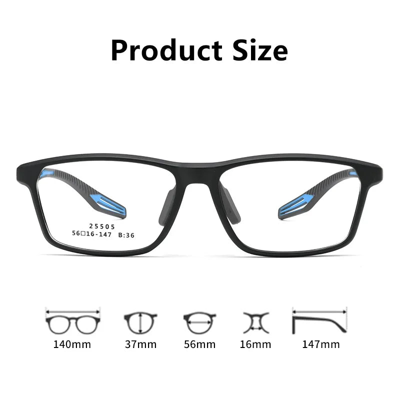 Xbora Unisex Full Rim Rectangle Tr 90 Alloy Sport Eyeglasses 525505