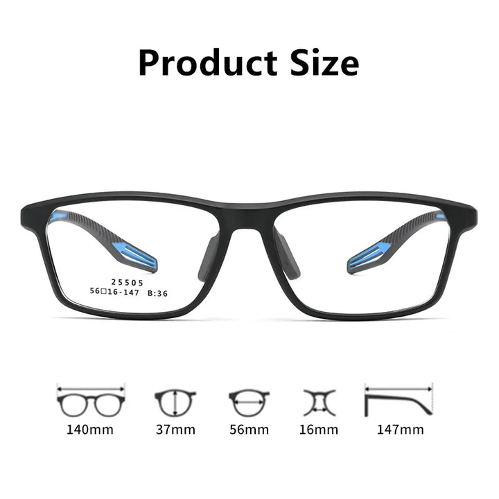 Xbora Unisex Full Rim Rectangle Tr 90 Alloy Sport Eyeglasses 525505