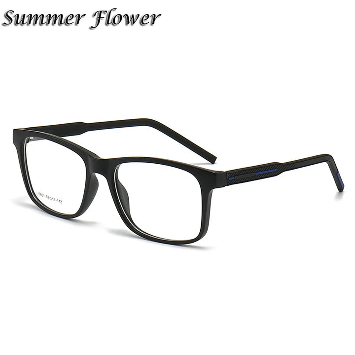 Summer Flower Men's Full Rim Square Tr 90 Titanium Eyeglasses 86801