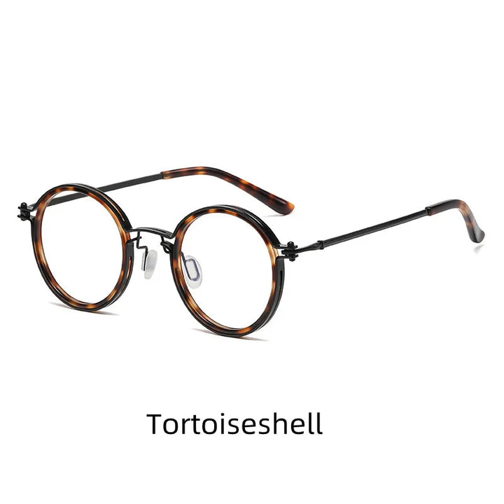Kocolior Unisex Full Rim Round Acetate Alloy Hyperopic Reading Glasses 10749 Reading Glasses Kocolior Tortoiseshell 0 