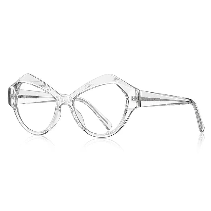 CCSpace Women's Full Rim Irregular Cat Eye Tr 90 Titanium Eyeglasses 56827 Full Rim CCspace C2Clear  