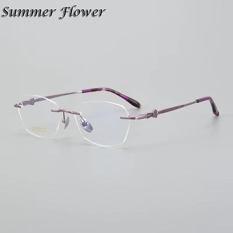 Summer Flower Women's Rimless Oval Square Titanium Eyeglasses 69263