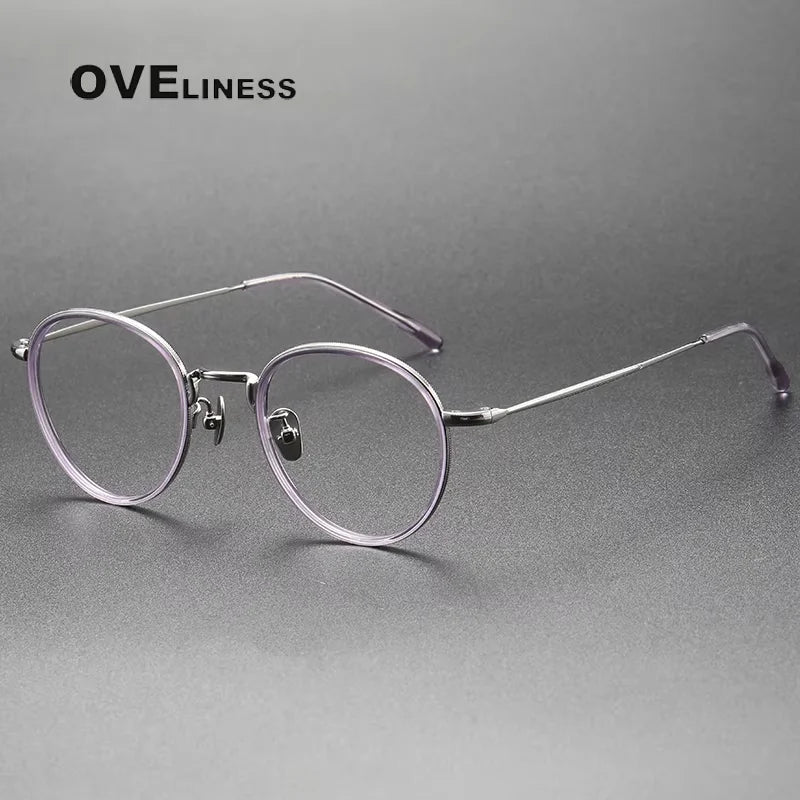 Oveliness Women's Full Rim Round Titanium Acetate Eyeglasses 85074