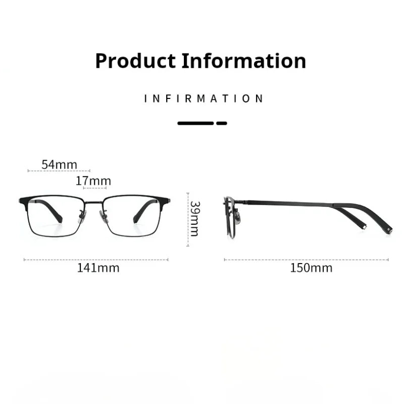 Xbora Men's Full Rim Square Pure Titanium Eyeglasses 26011 — view 2 | Xbora at FuzWeb