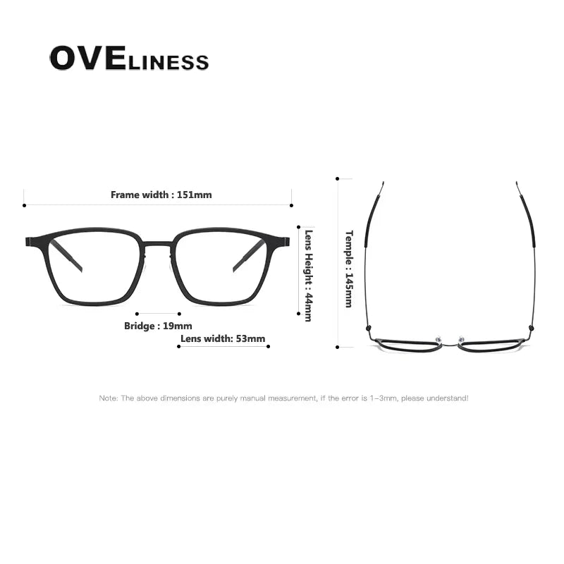 Oveliness Unisex Full Rim Big Square Screwless Titanium Eyeglasses 749 Full Rim Oveliness   