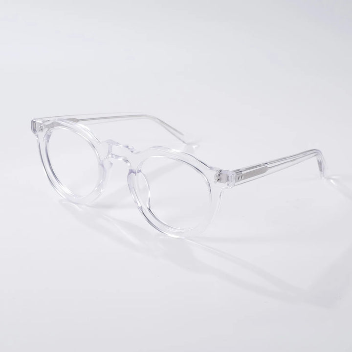 Black Mask Unisex Full Rim Flat Top Round Acetate Eyeglasses 835022