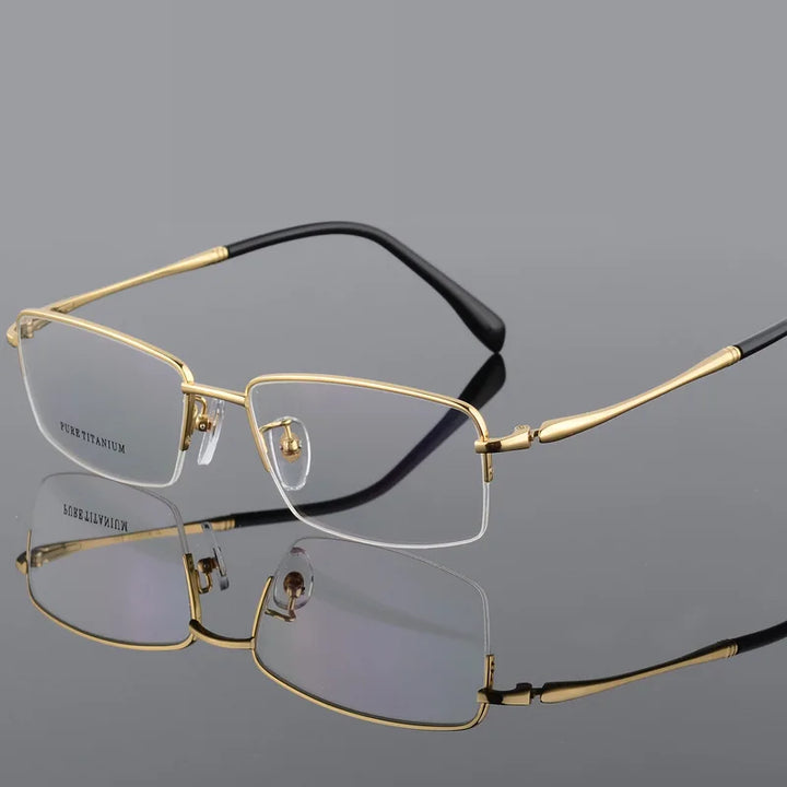 Bclear Men's Semi Rim Oversized Square Titanium Eyeglasses 82964