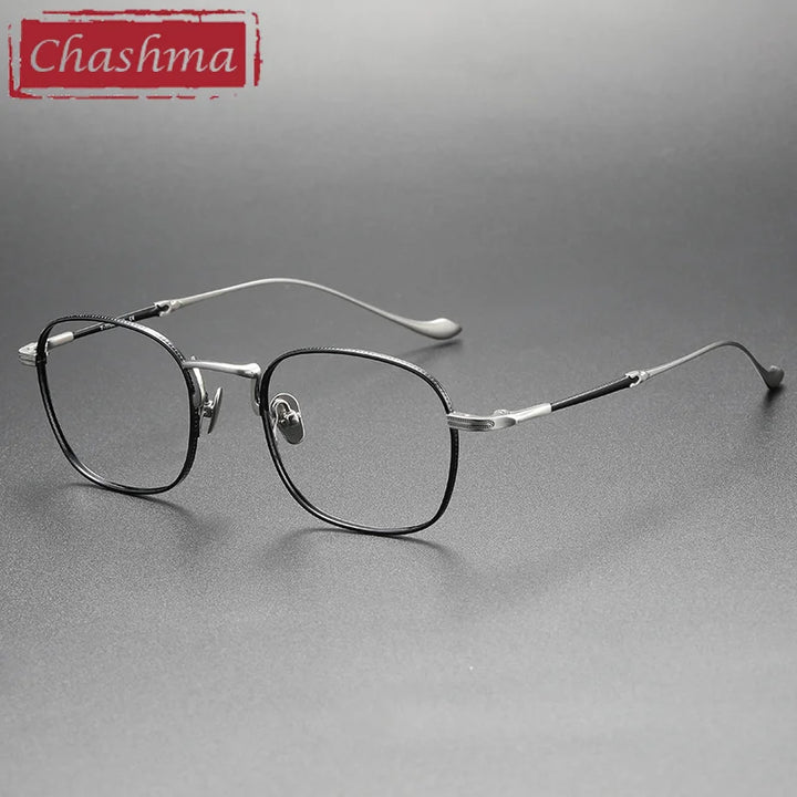 Chashma Ottica Unisex Full Rim Oval Square Titanium Eyeglasses 3082 Full Rim Chashma Ottica Black Silver  