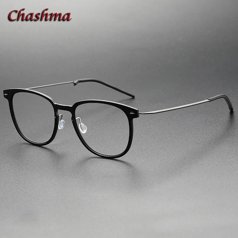 Chashma Ochki Unisex Full Rim Square Nylon Titanium Eyeglasses 6549 Full Rim Chashma Ochki Matte Black  