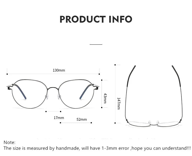 Aimee Womens Full Rim Oval Screwless Titanium Eyeglasses 52130