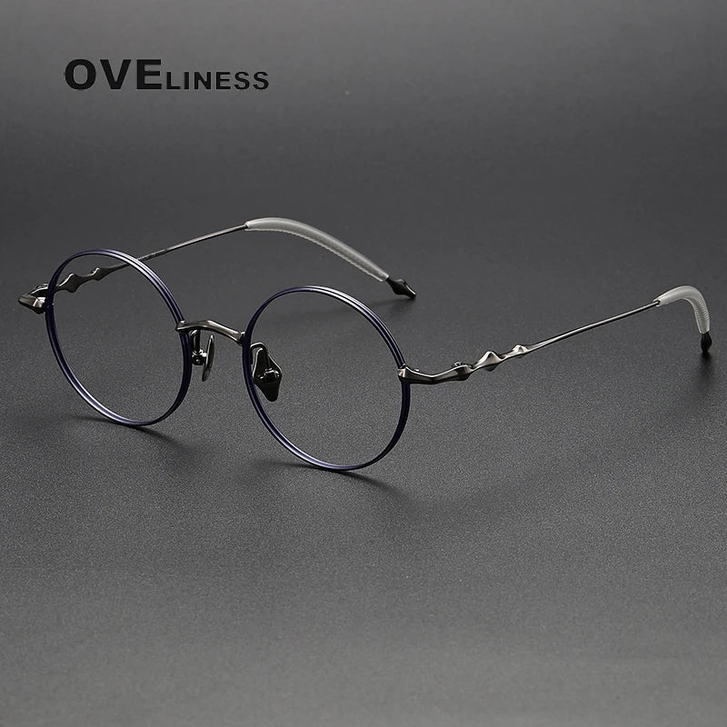 Oveliness Unisex Full Rim Round Titanium Eyeglasses 4619 Full Rim Oveliness blue gun  