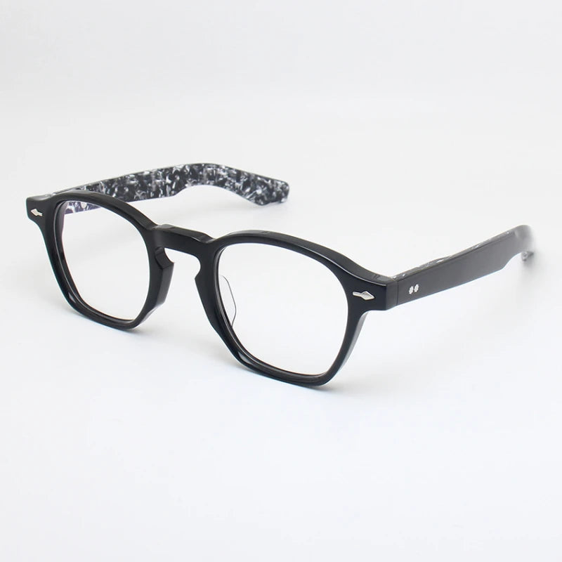 Black Mask Unisex Full Rim Polygon Square Acetate Eyeglasses 14450