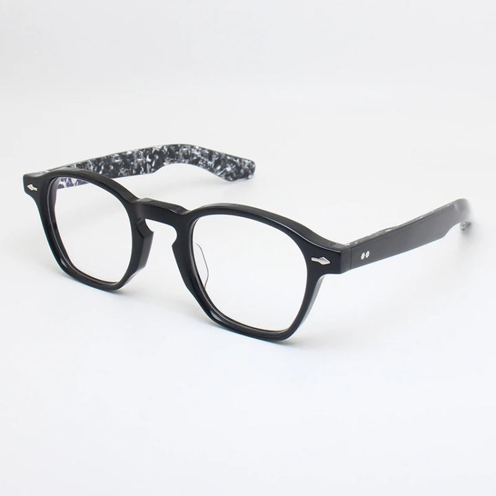 Black Mask Unisex Full Rim Polygon Square Acetate Eyeglasses 14450