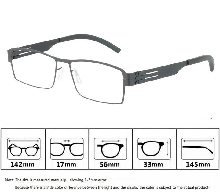 Aimee Unisex Full Rim Square Screwless Steel Eyeglasses 50851