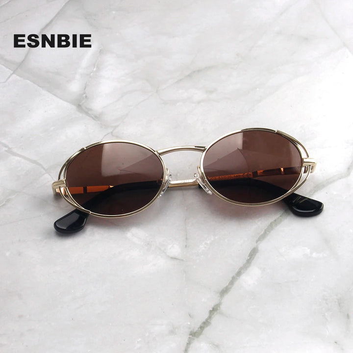 Esnbie Unisex Full Rim Oval Alloy Tac Polarized Sunglasses 240224