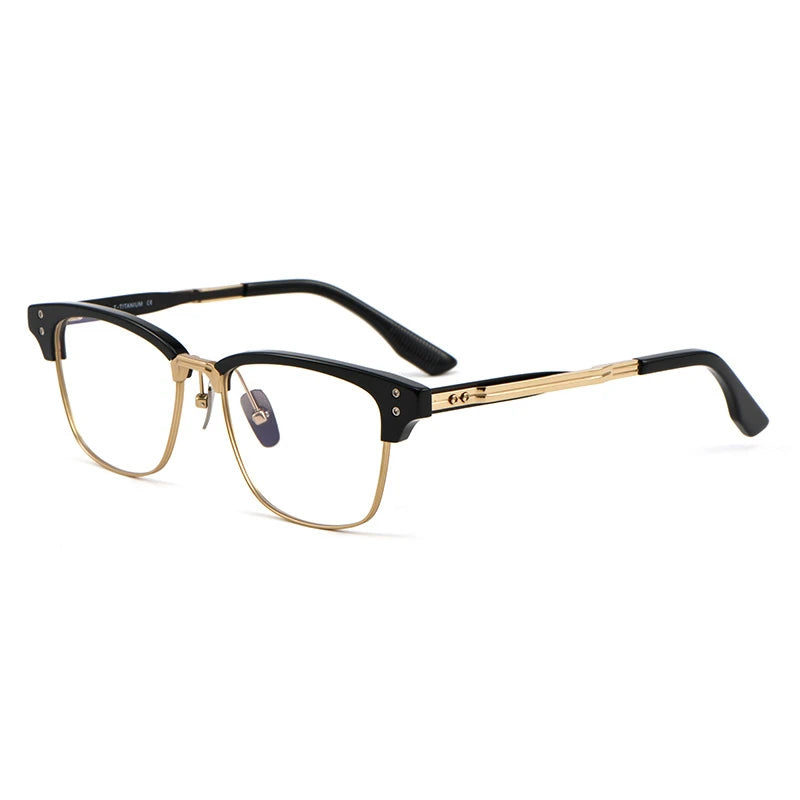 Black Mask Men's Full Rim Big Square Titanium Eyeglasses 499132