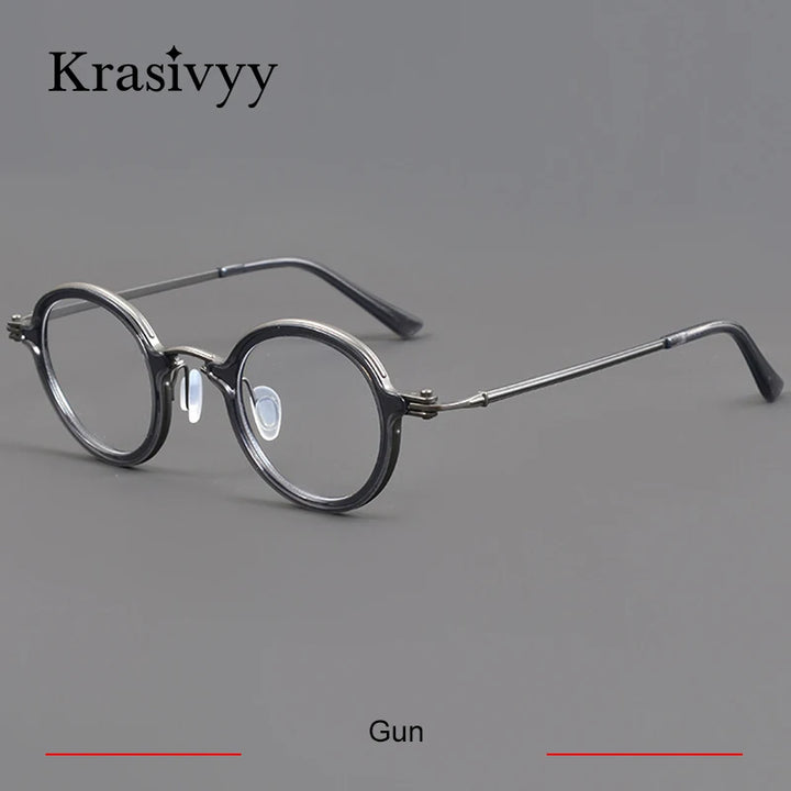 Krasivyy Women's Full Rim Round Titanium Acetate Eyeglasses 75899