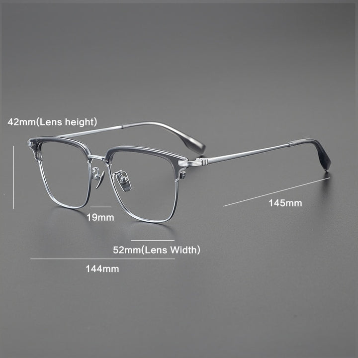 Gatenac Men's Full Rim Big Square Titanium Eyeglasses Gxyj1079 Full Rim Gatenac   