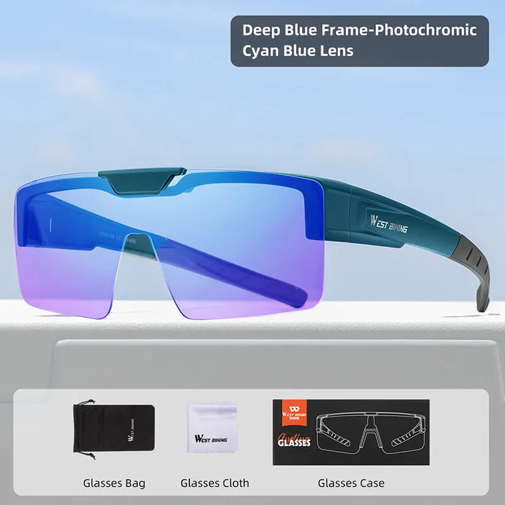 West Biking Unisex Semi Rim Square Flip Up Over Frame Polycarbonate Sunglasses 950703