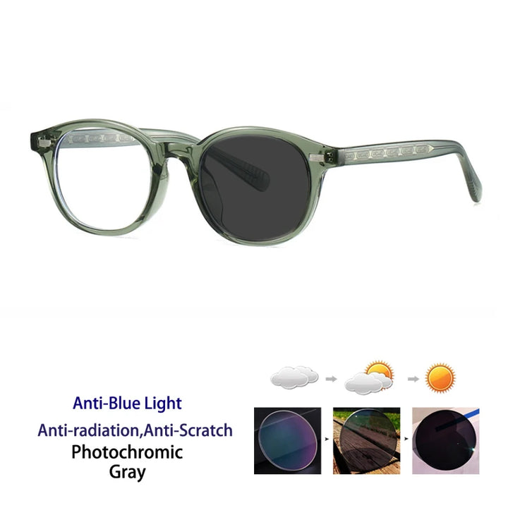 Kocolior Unisex Full Rim Round Tr 90 Photochromic Reading Glasses 28017