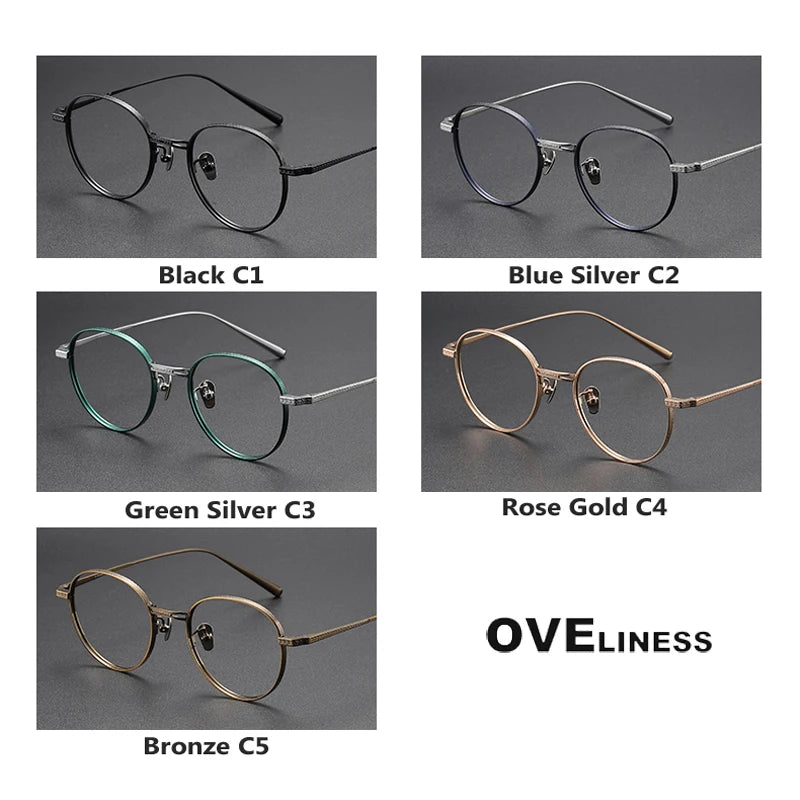 Oveliness Unisex Full Rim Round Titanium Eyeglasses 14027 Full Rim Oveliness   