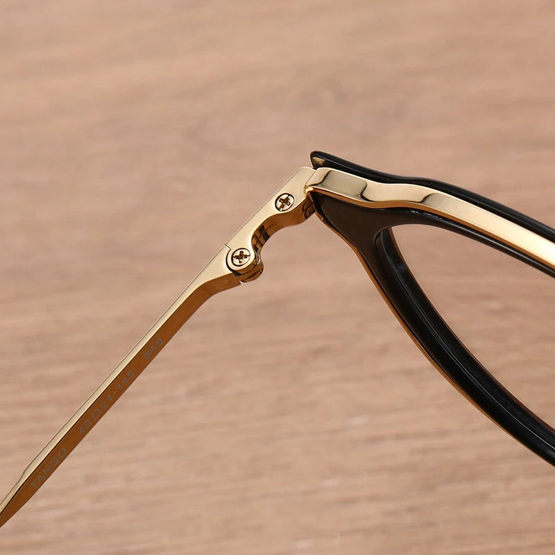 Black Mask Unisex Full Rim Oval Titanium Eyeglasses Fuz 9