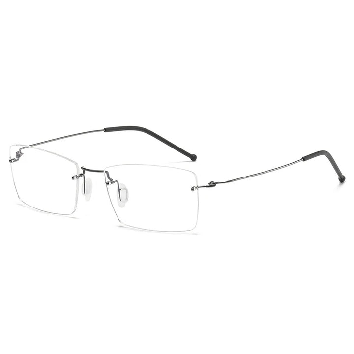 Hdcrafter Unisex Rimless Square Titanium Eyeglasses T5935 Rimless Hdcrafter Eyeglasses Gun  