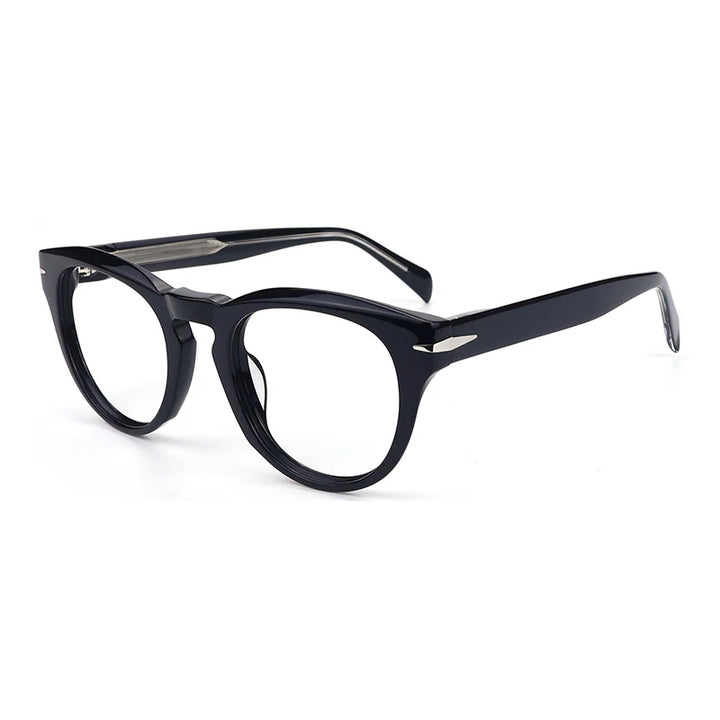 Gatenac Unisex Full Rim Oval Square Acetate Eyeglasses Gxyj1543 Full Rim Gatenac Black