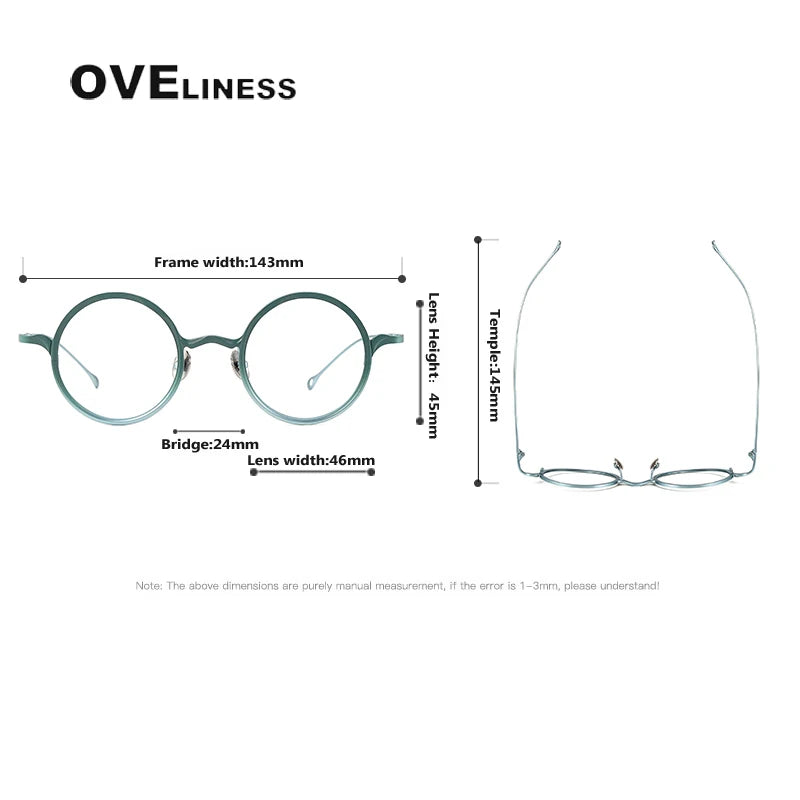 Oveliness Unisex Full Rim Round Titanium Eyeglasses 42611 Full Rim Oveliness