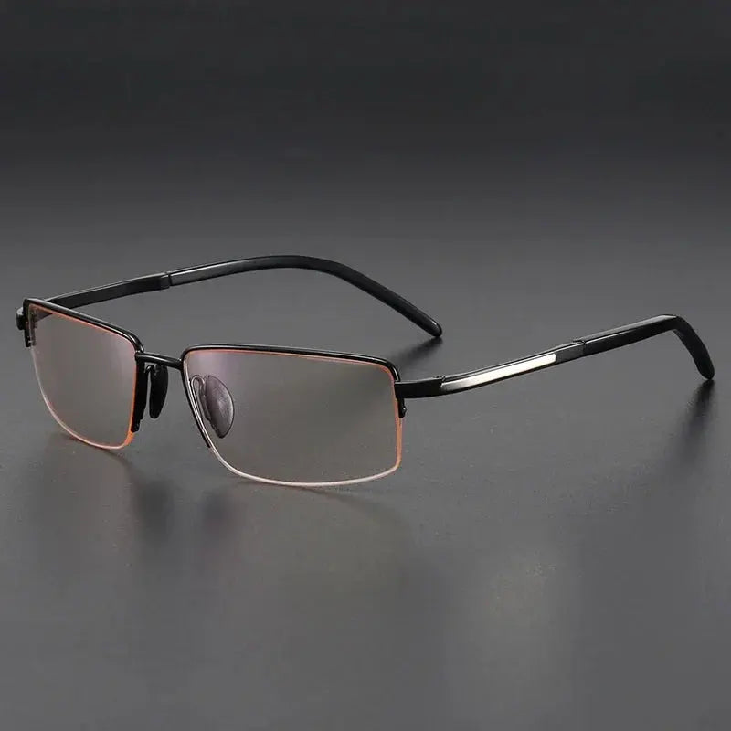 Aror Men's Semi Rim Polygon Square Brow Line Titanium Eyeglasses 68499.