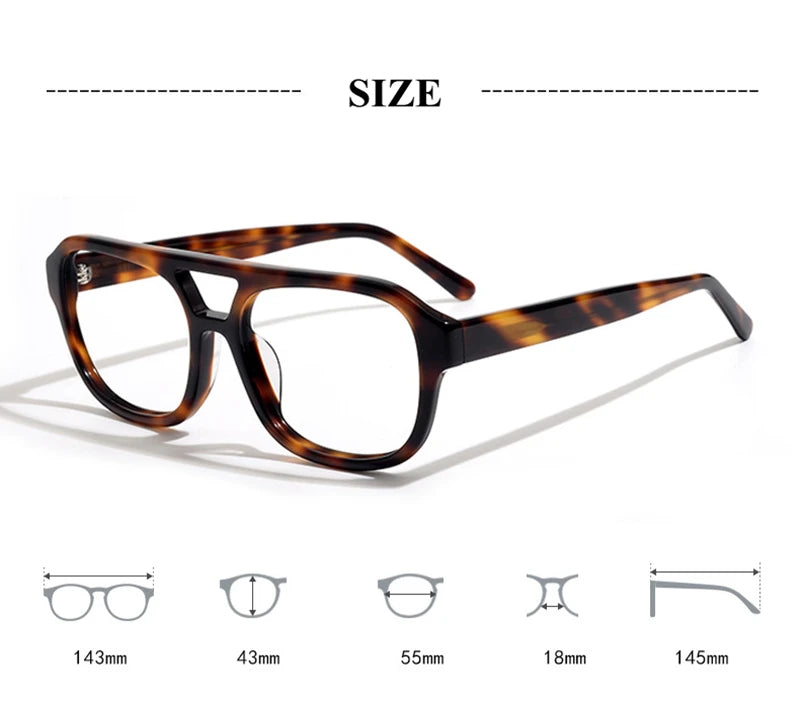 Black Mask Unisex Full Rim Square Double Bridge Acetate Eyeglasses 908 Full Rim Black Mask   