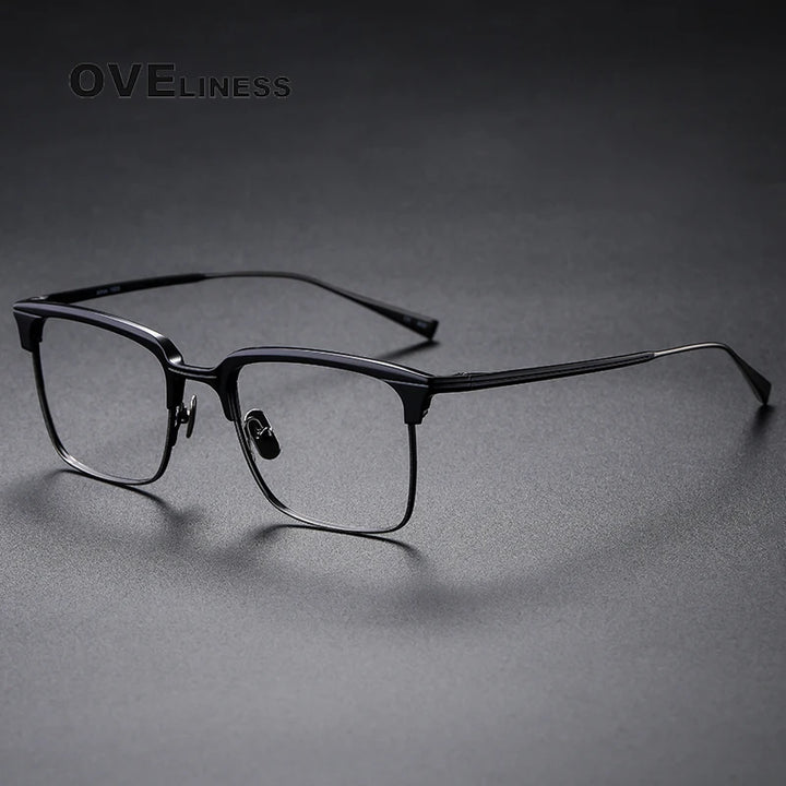 Oveliness Women's Full Rim Square Acetate Titanium Eyeglasses 3089 Full Rim Oveliness gun  