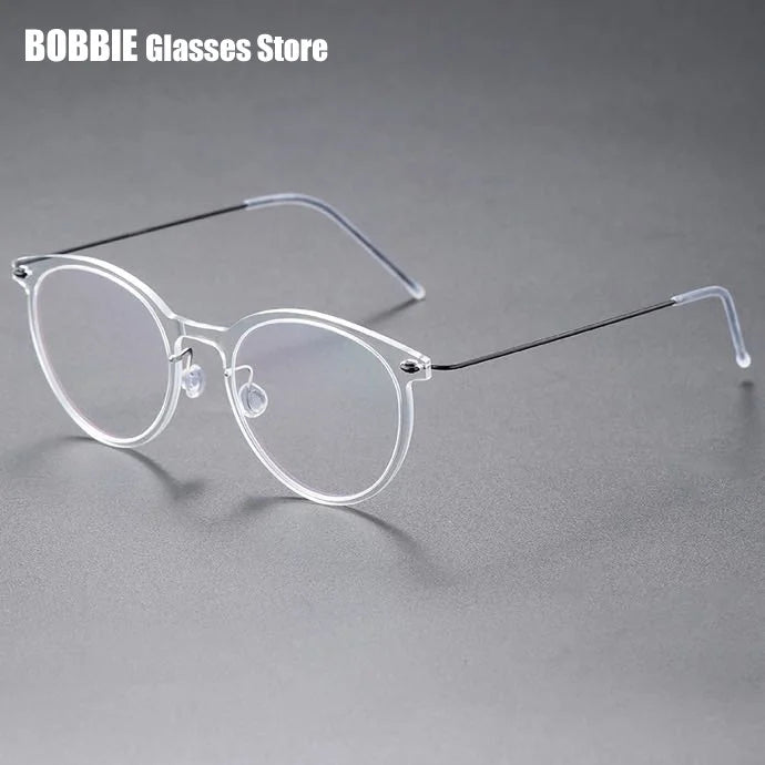 Bobbie Women's Full Rim Round Acetate Titanium Eyeglasses 696537